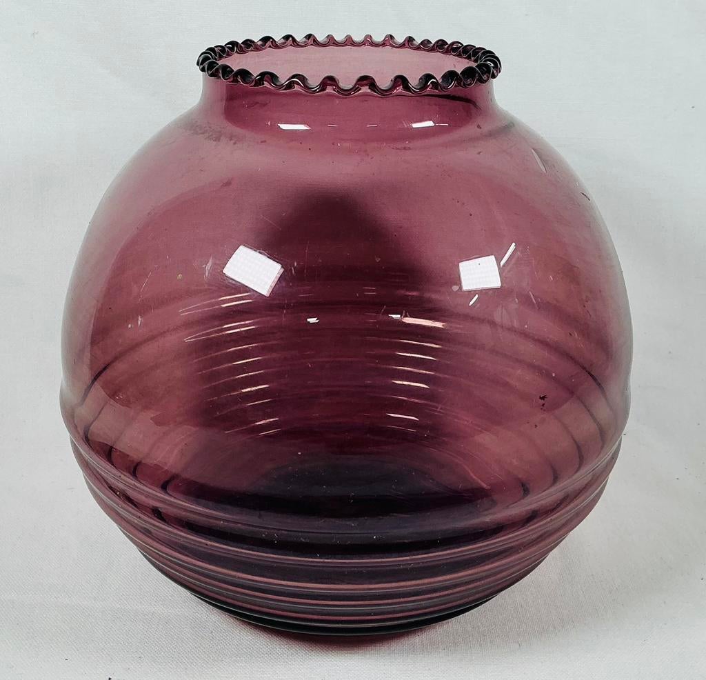 Vase en verre rouge rubis au design Art Déco ancien DOYEN, Enlèvement ou Envoi