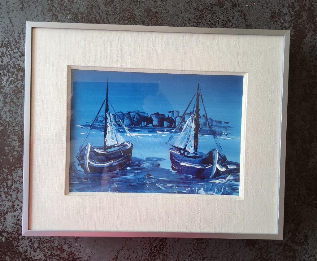 Aquarel 2 zeilboten door Nuna, Ophalen of Verzenden