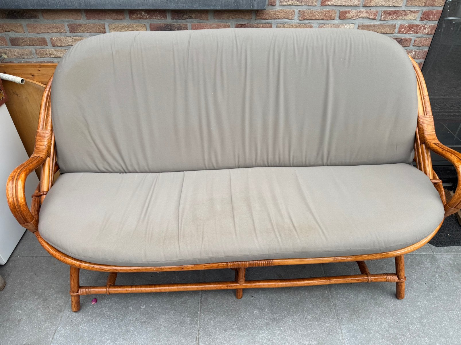 Vintage rotan driezit, Ophalen, Gebruikt, Rotan