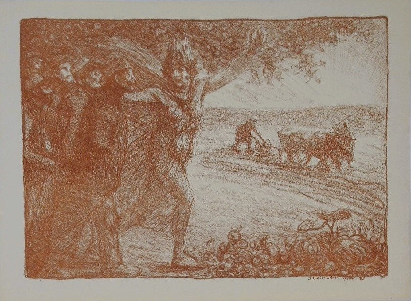 Theophile Steinlen litho "Revolutionair Boerentafereel"1916, Antiek en Kunst, Kunst | Litho's en Zeefdrukken, Ophalen, Lithografie