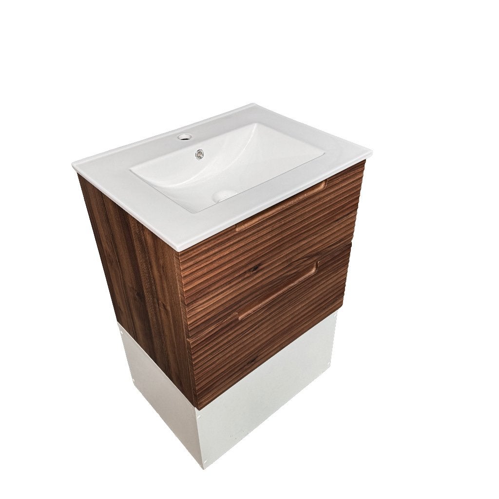 Wastafel wit met bruine lades, Neuf, 25 à 50 cm, Moins de 100 cm, Meuble lavabo