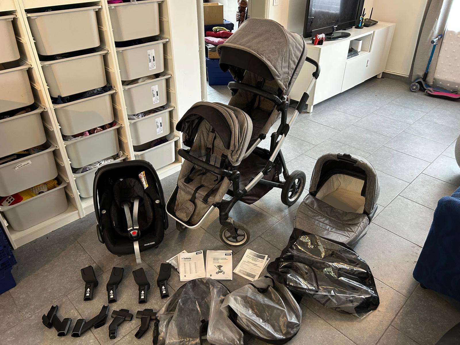 Thule Sleek Duo, poucette ideal pour les jumeaux, Autres marques, Tige de poussée réglable, Poussette combi, Enlèvement