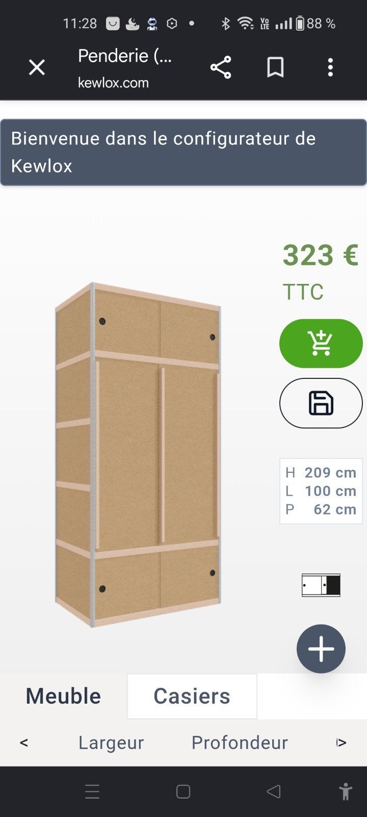 Penderie à vendre. Localisée sur Verviers., Maison & Meubles, Comme neuf, 100 à 150 cm, 200 cm ou plus, Autres essences de bois