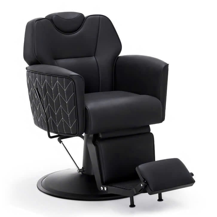 Kappersstoel Met Stiksel Luxe Professionele Salonstoel Zwart, Huis en Inrichting, Zwart, Overige materialen, Nieuw, Ophalen of Verzenden