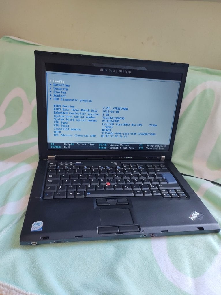 Lenovo Thinkpad T61 , Core 2 Duo T9300 , Middleton BIOS, 14 pouces, Intel Core2 Duo, Comme neuf, Enlèvement