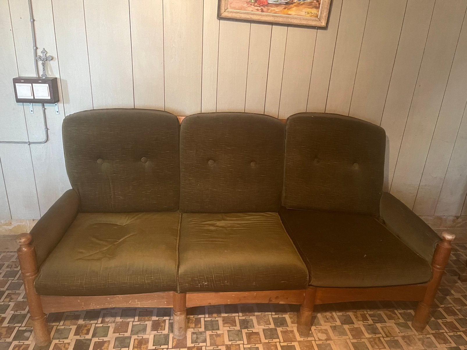 Massieve eikenhouten vintage zetel, Ophalen, Gebruikt