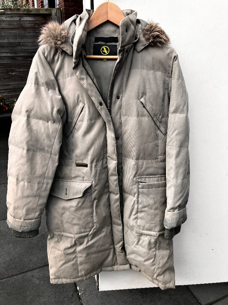 Aigle winterjas taupe/zacht groen maat 40, Maat 38/40 (M), Verzenden, Zo goed als nieuw, Groen