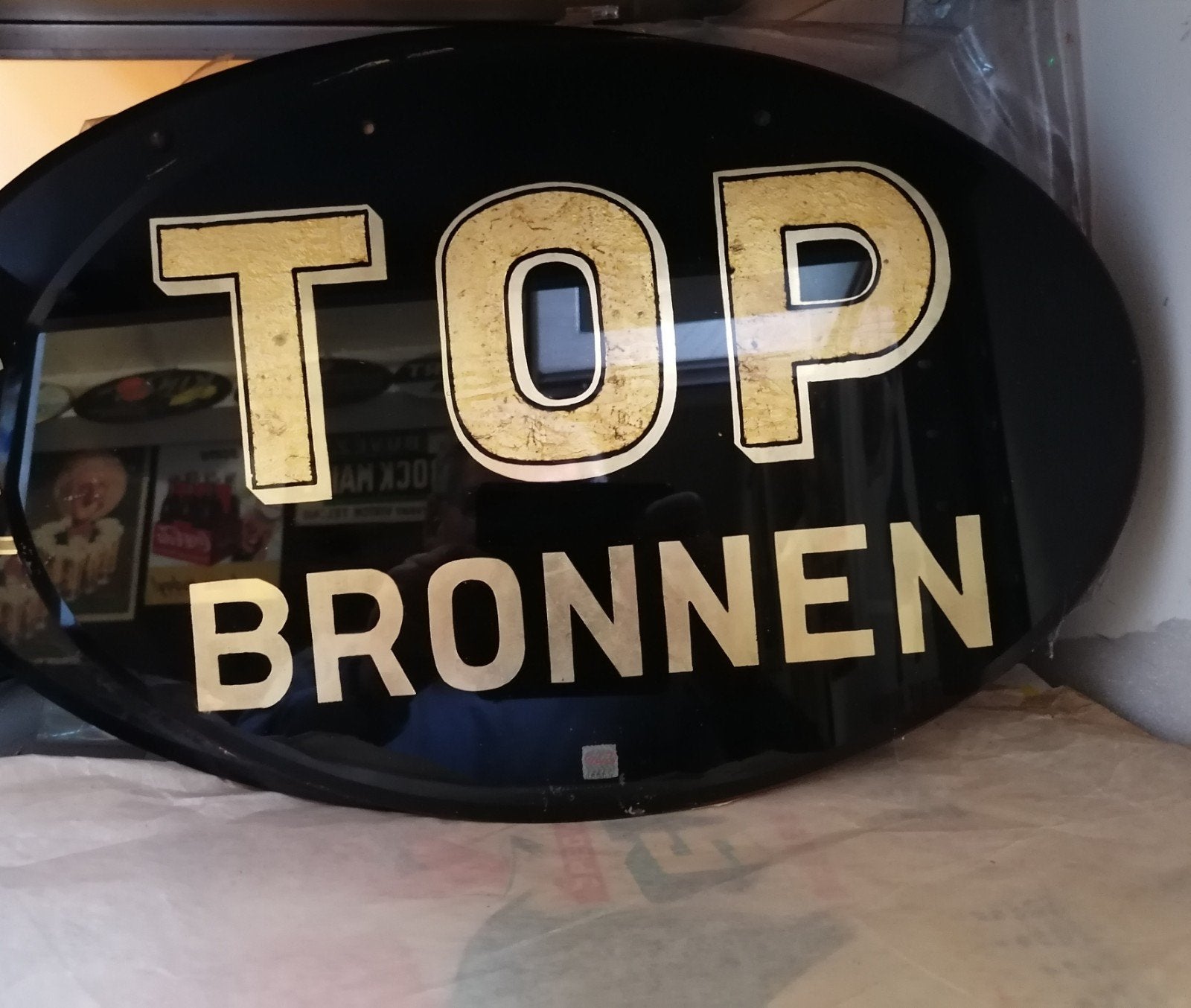 oude top bronnen reclame bord, Verzamelen, Ophalen of Verzenden