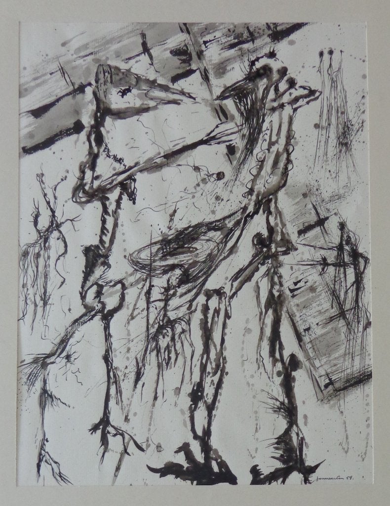 JAN VAERTEN / VOGELS / ORIGINEEL WERK / 65x50cm / SIG / 1958, Ophalen of Verzenden, Gesigneerd