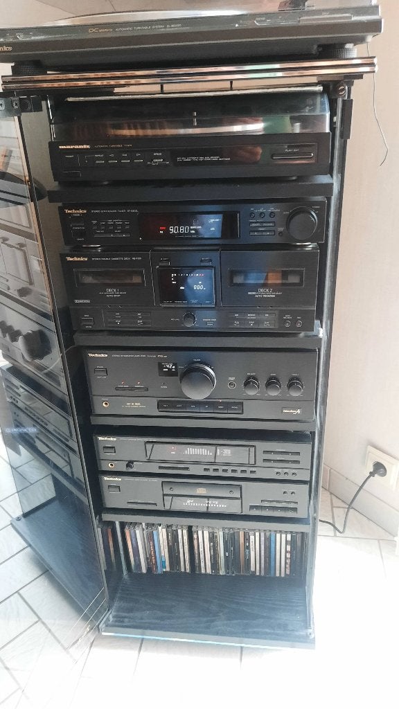 Chaine hifi Technics avec meuble, TV, Hi-fi & Vidéo, Chaîne Hi-fi, Utilisé, Deck cassettes ou Lecteur-enregistreur de cassettes