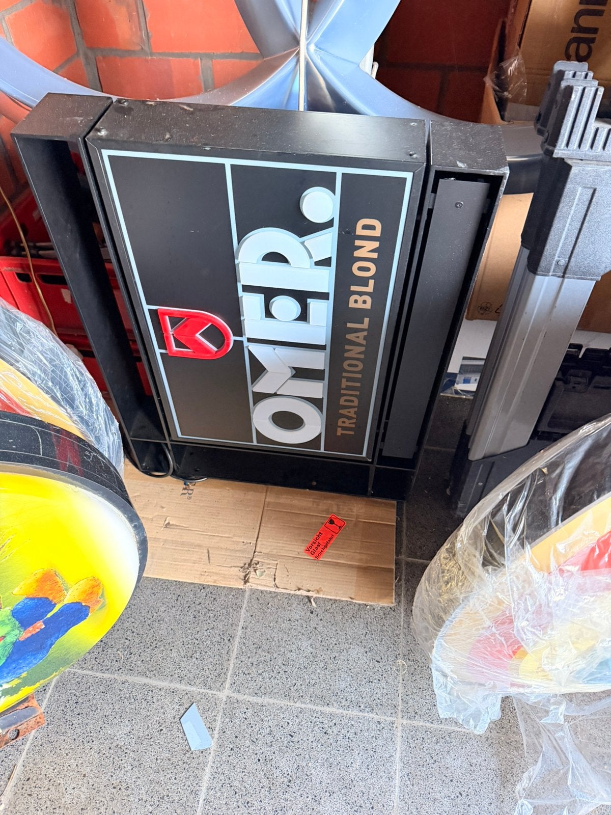 Omer dubbelzijdige lichtbak lichtreclame bier, Ophalen of Verzenden, Zo goed als nieuw
