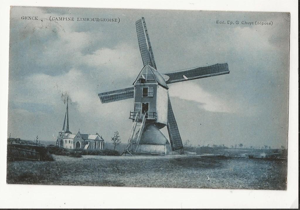 genk pk molen moulin 1908, Verzamelen, Postkaarten | België, Ophalen of Verzenden, Voor 1920, Gelopen, Limburg