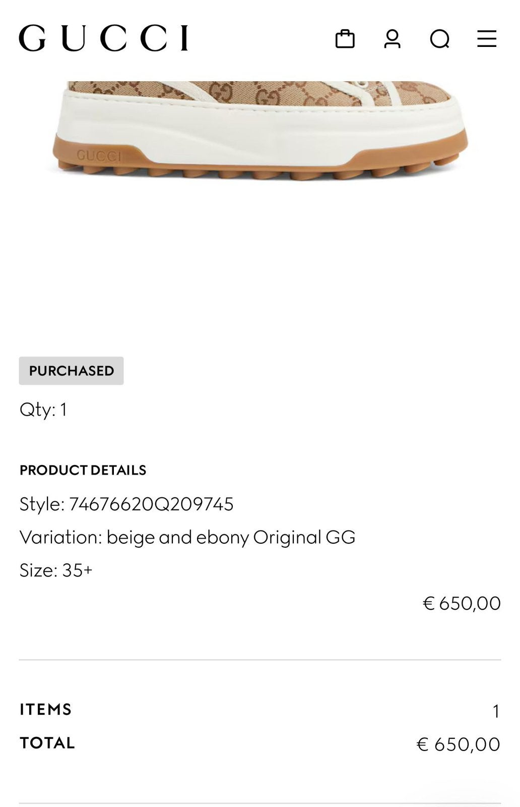 Chaussures Gucci, Enlèvement, Porté