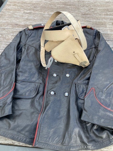 lederen motopak met holster Rijkswacht (1978), Ophalen of Verzenden, Rijkswacht, Kleding of Schoenen