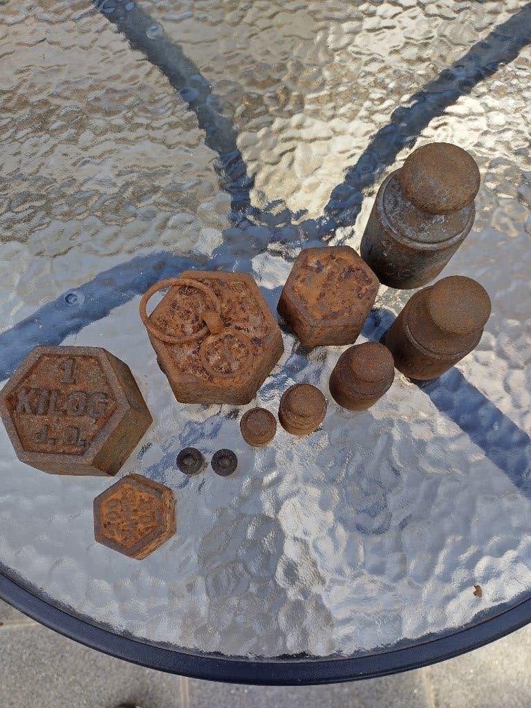 set gewichten voor bascule (11 stuks), Antiek en Kunst, Antiek | Gereedschap en Instrumenten, Ophalen