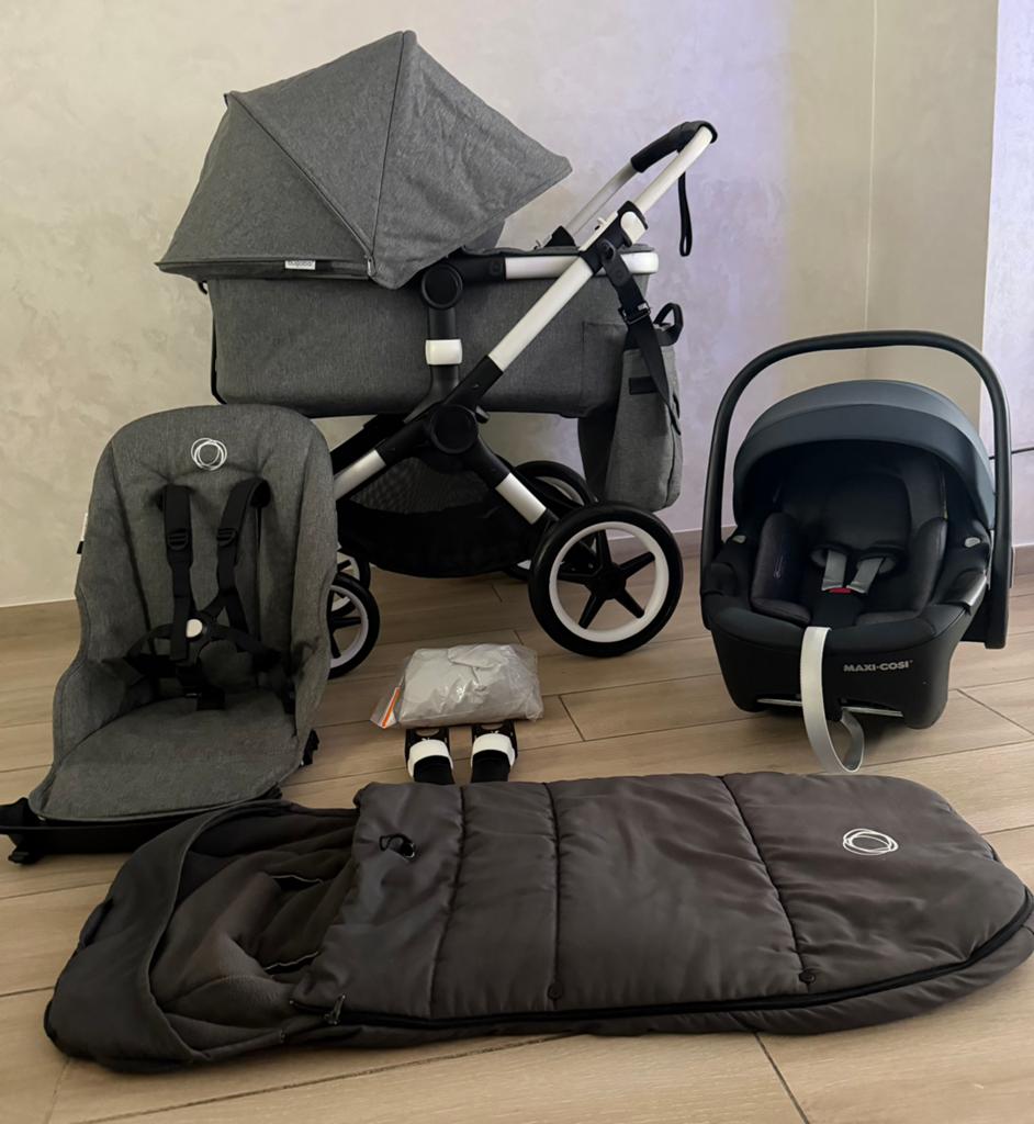 Bugaboo Fox 3, 3 en 1, noir/gris, complète, Enfants & Bébés, Buggys, Enlèvement ou Envoi, Couverture pieds, Comme neuf, W