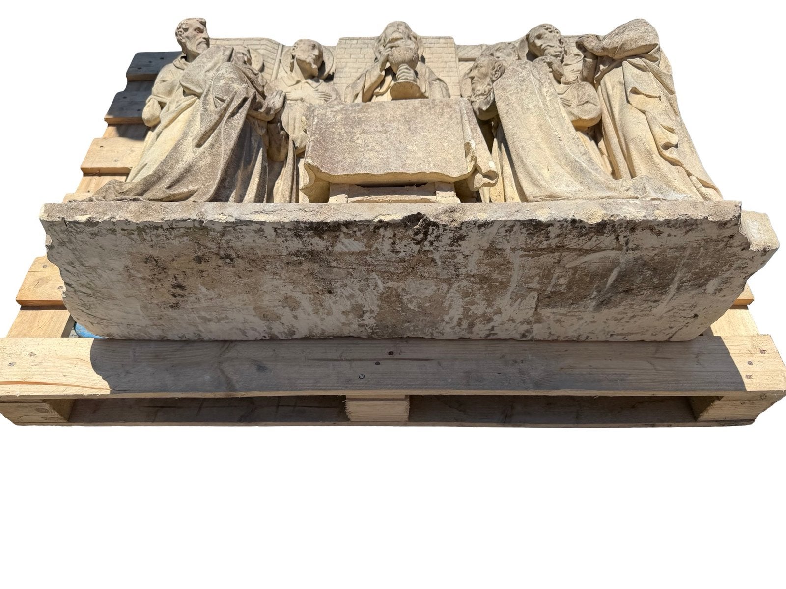 Important relief religieux en pierre La Cène XIXe 90 cm, Antiquités & Art, Enlèvement