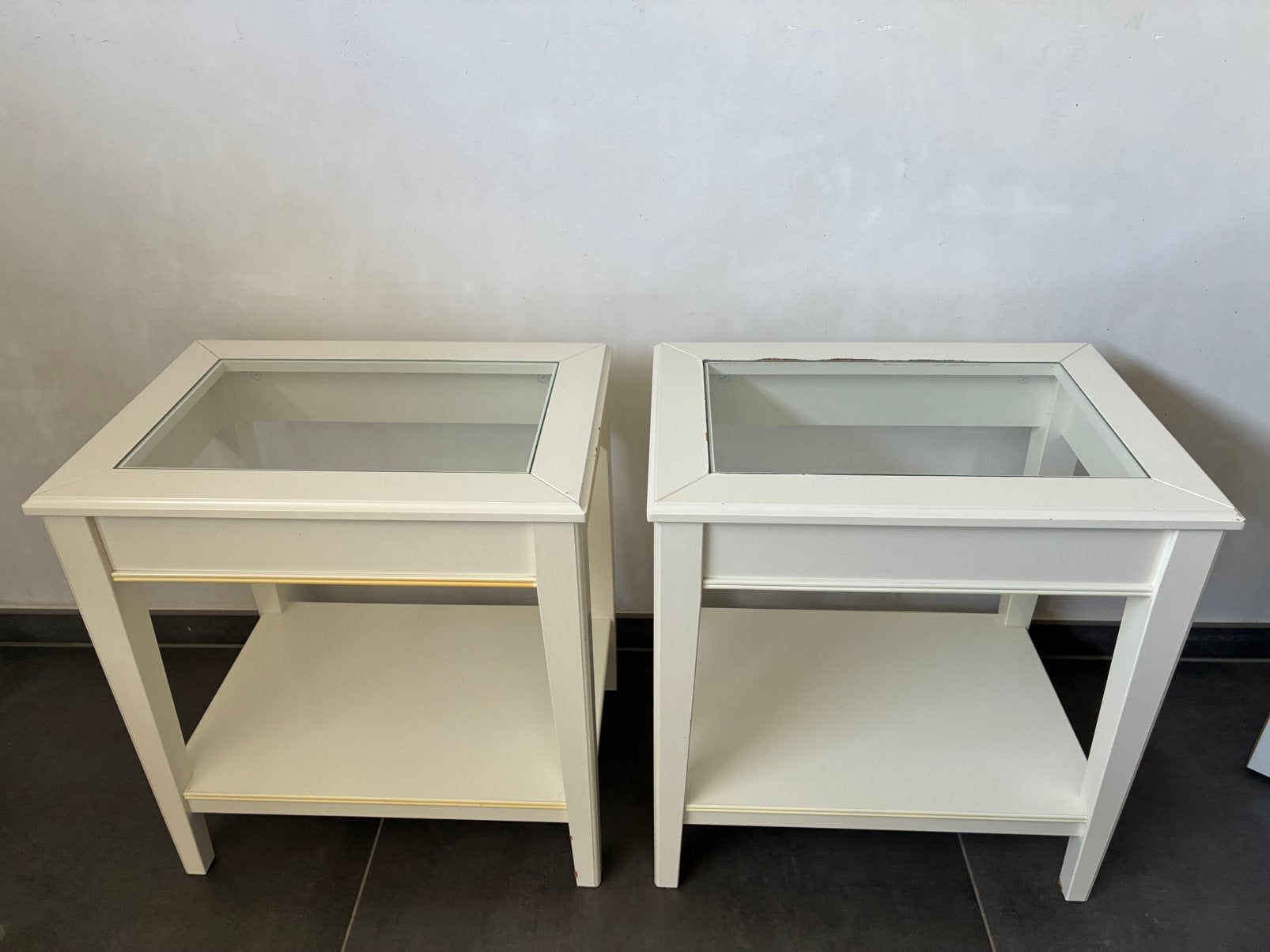 2 tables d'appoint, 55 à 75 cm, 45 à 60 cm, Verre, Enlèvement