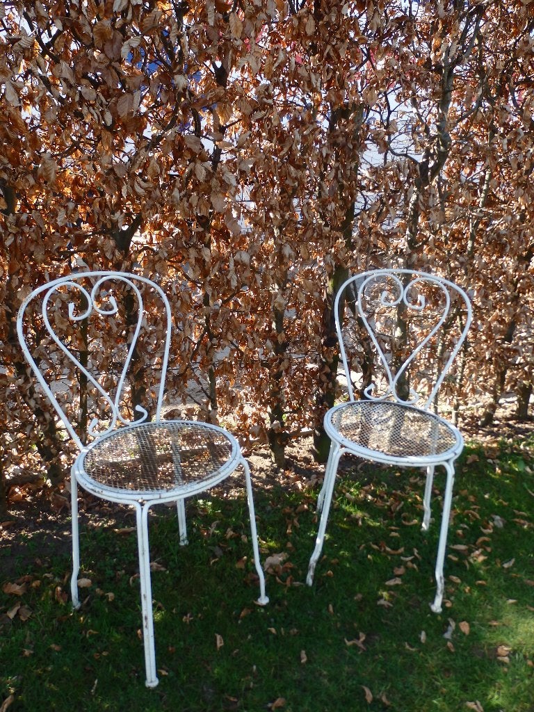 Witte ijzeren decoratiestoelen, Enlèvement, Utilisé, Métal