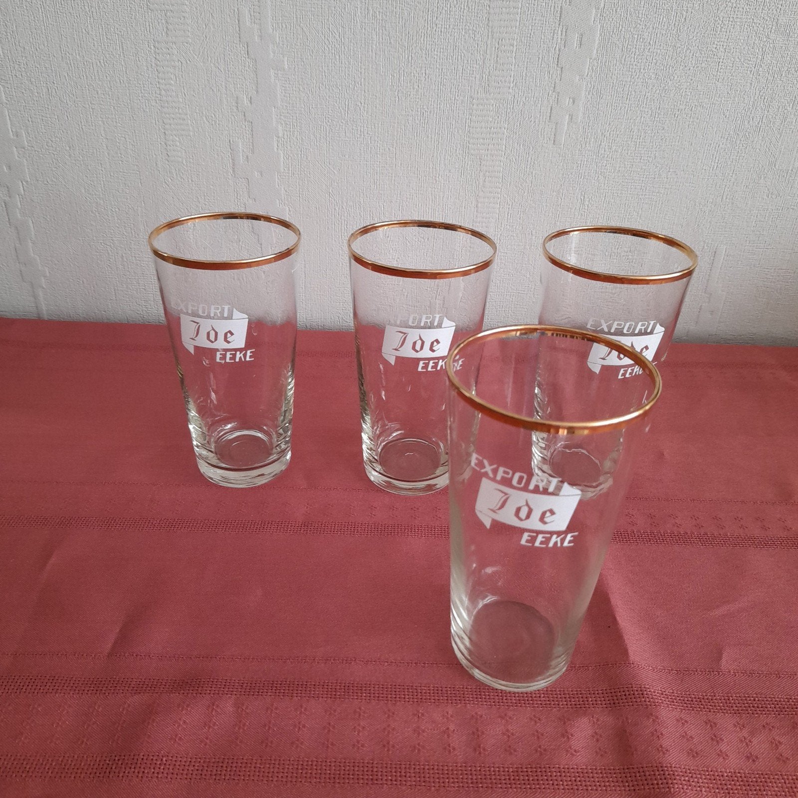 4 oude bierglazen Export Ide Eeke., Verzamelen, Ophalen, Glas of Glazen