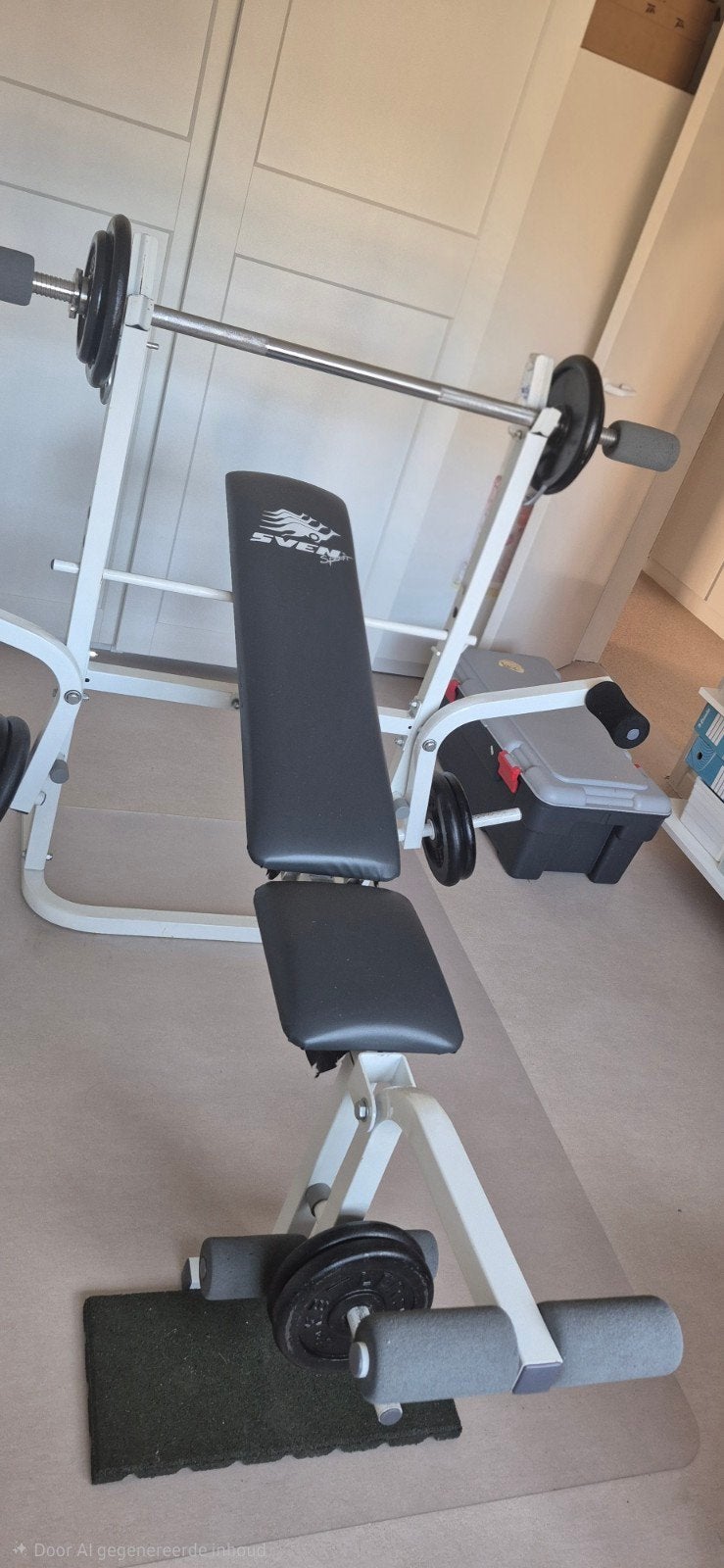SVEN Sport halterbank met 50 kg gewichten – compleet, Sport en Fitness, Ophalen, Gebruikt, Metaal, Benen