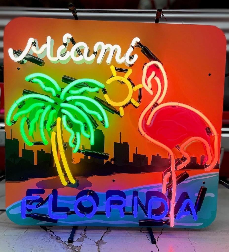 Miami florida USA decoratie neon veel andere amerikana neons, Collections, Marques & Objets publicitaires, Neuf, Table lumineuse ou lampe (néon)