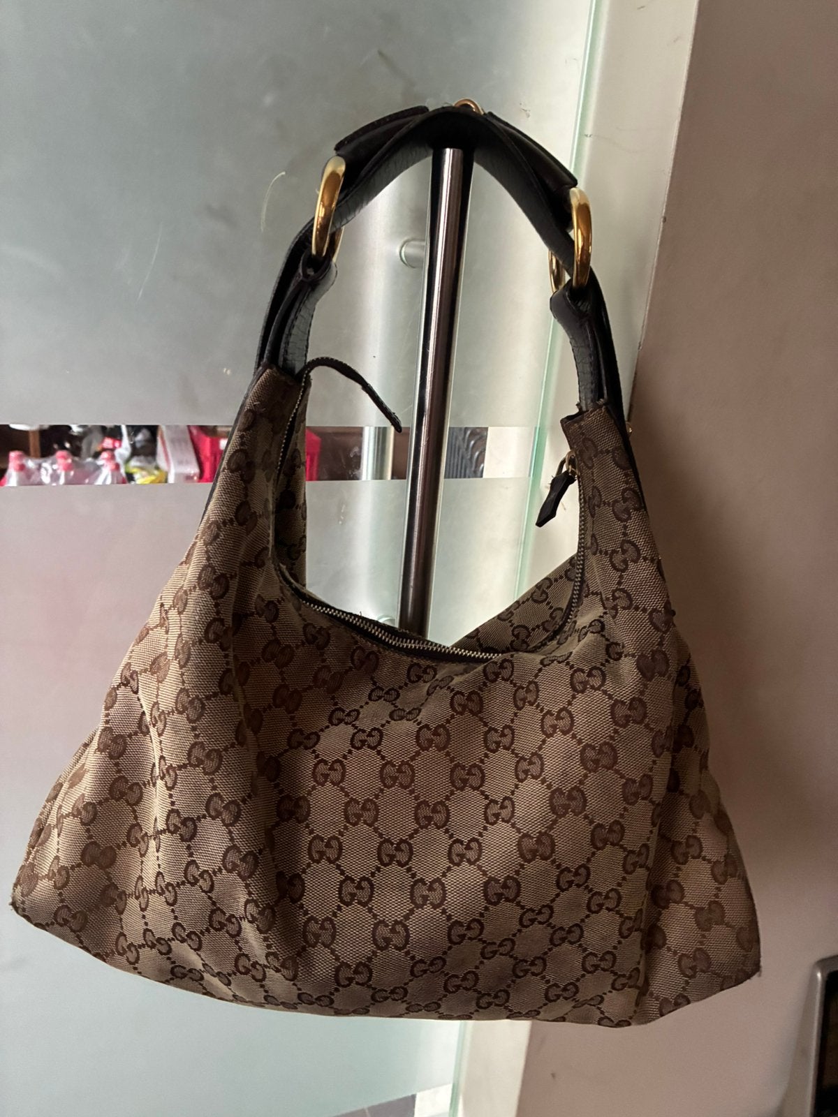 Morsure de cheval Gucci en bon état, Enlèvement ou Envoi, Utilisé, Beige, Sac à main