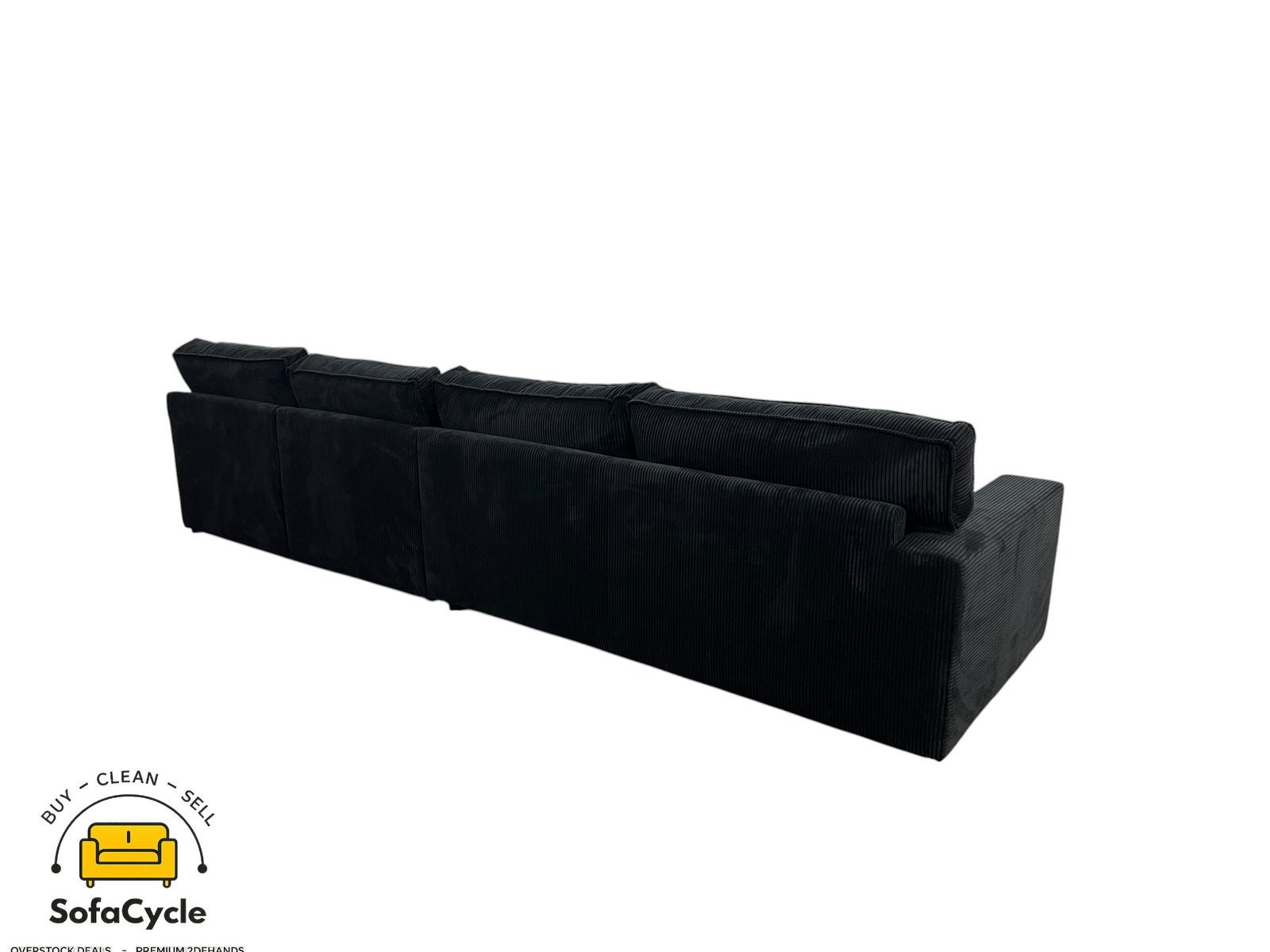 Chaise d'angle en tissu noir, modulable — overstock, Neuf, Enlèvement ou Envoi, SofaCycle, Info@sofacycle.be