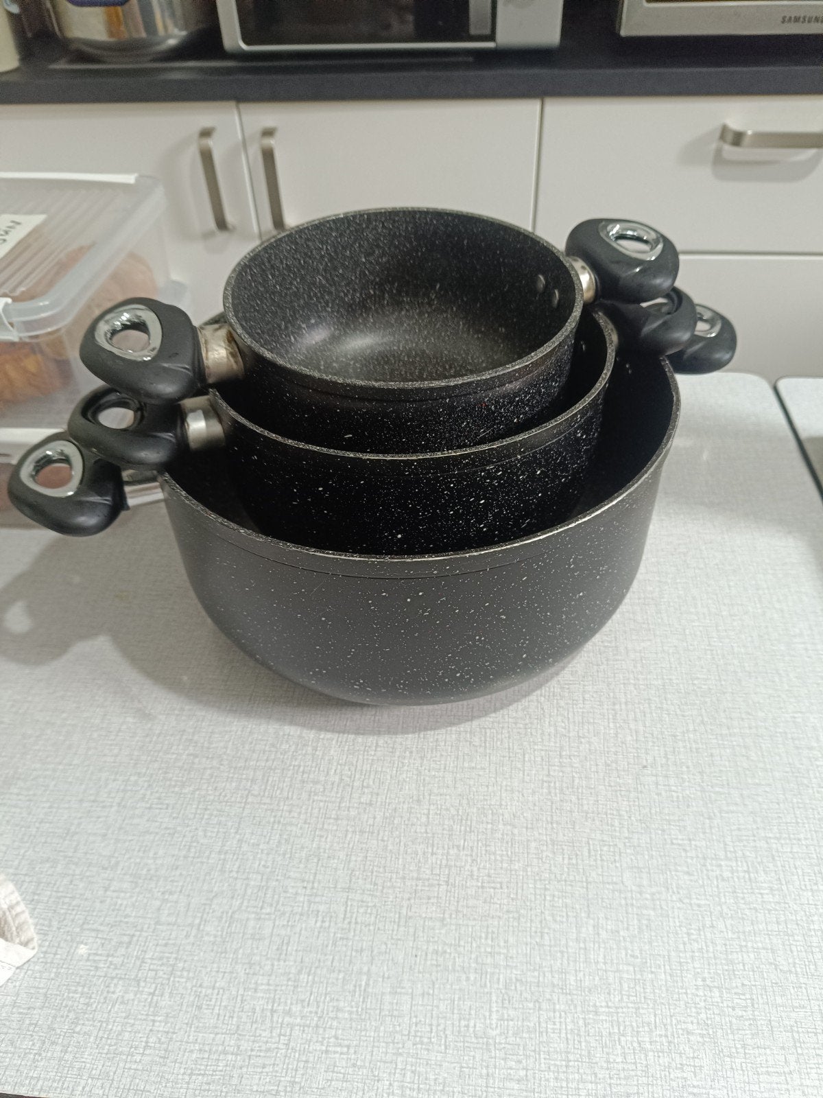 Lot de 3 casseroles caroni pour cuisinière à gaz, Utilisé, Aluminium, Ensemble de casseroles
