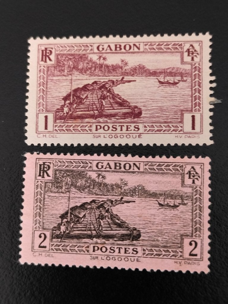 Gabon 1932 - Houten vlot op de Ogowe-rivier *, Verzenden, Overige landen, Postfris