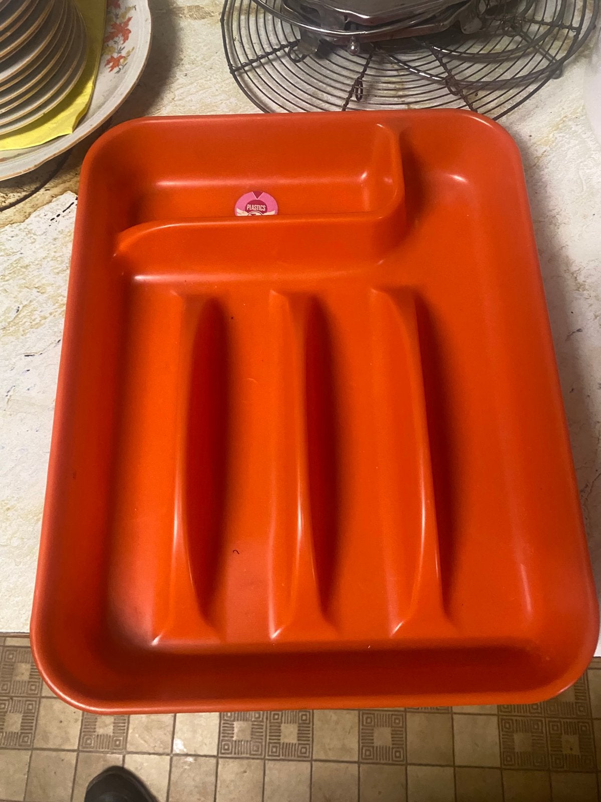 Bac couvert cuisine orange vintage 70’, Enlèvement ou Envoi