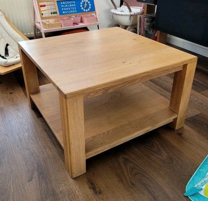 Massief eiken salontafel, Huis en Inrichting, Tafels | Salontafels, Ophalen, Gebruikt, 50 tot 100 cm, 50 tot 100 cm
