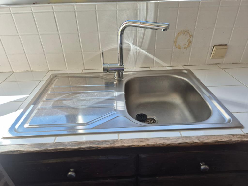 Afwasbak met afdruiprek en mengkraan met uittrekbare uitloop, Huis en Inrichting, Ophalen