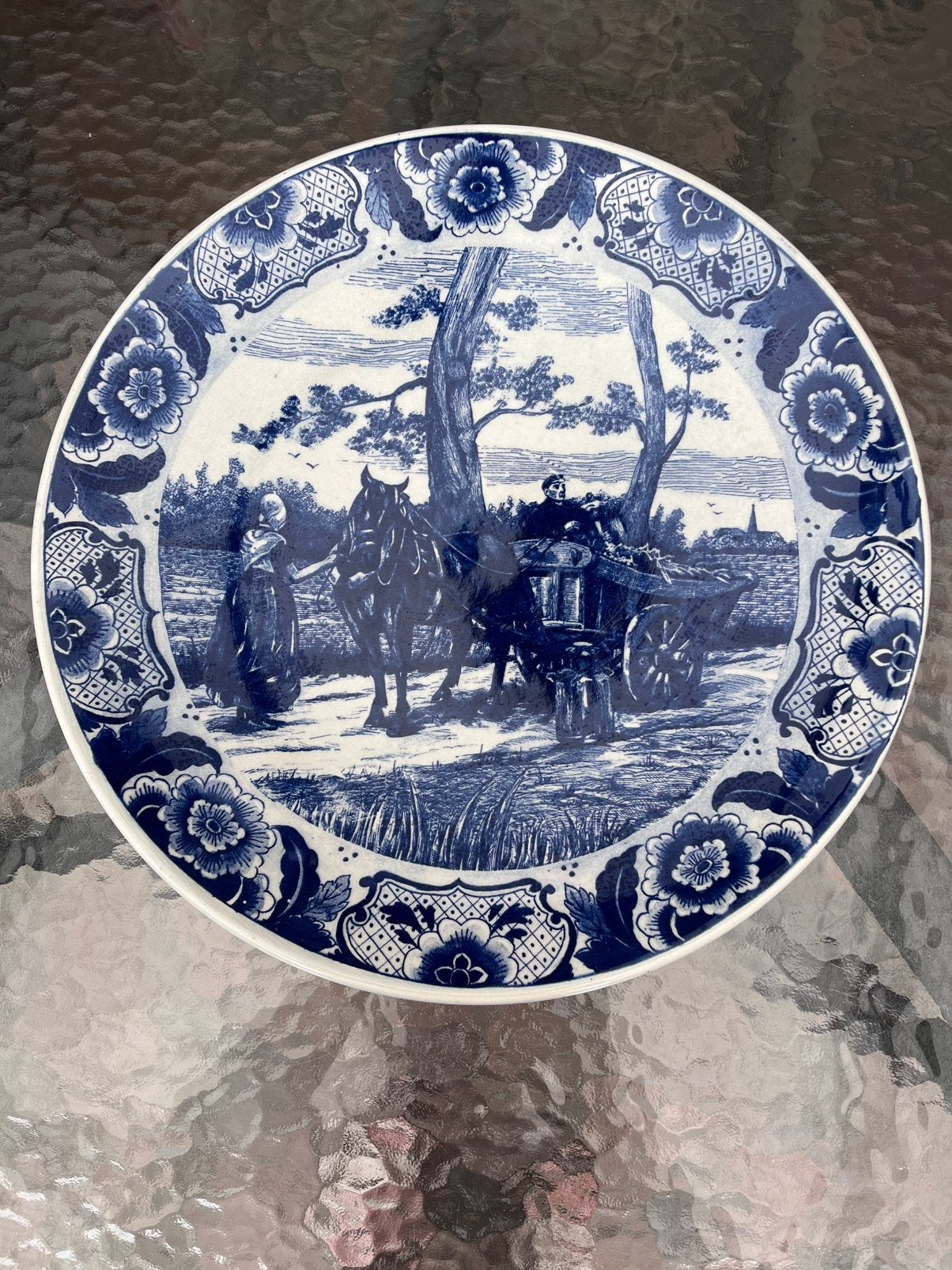 Groot Delfts blauw wandbord van Chemkefa, Antiek en Kunst, Ophalen