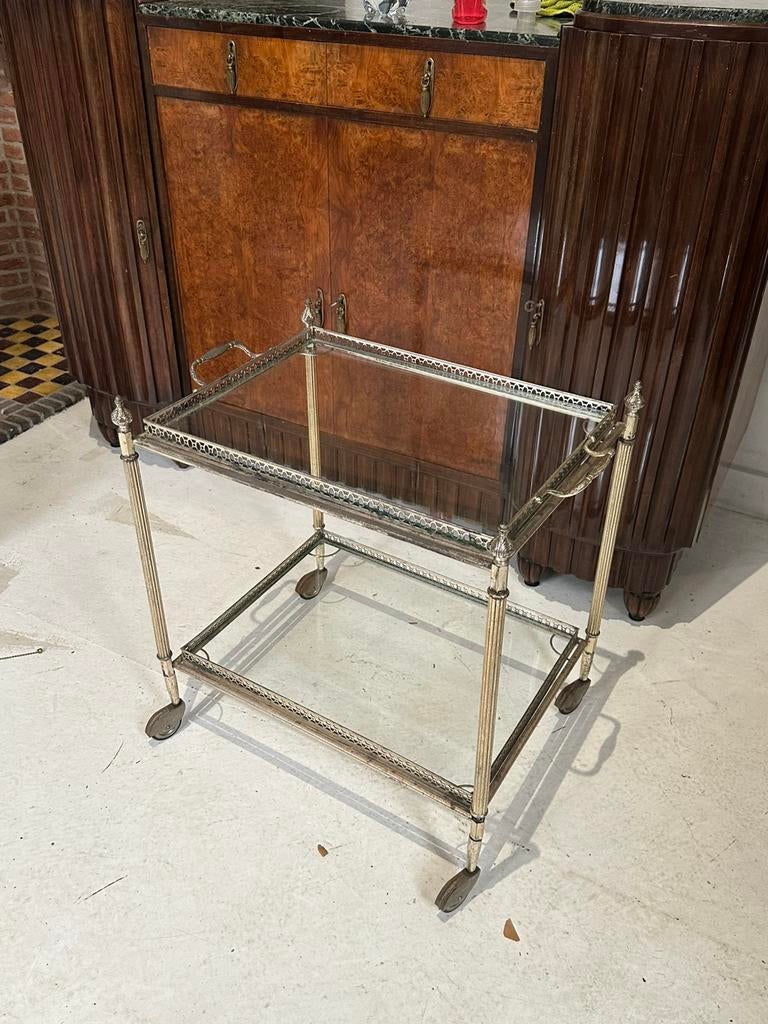 Chariot de bar, chariot de service en métal argenté, Enlèvement, Verre