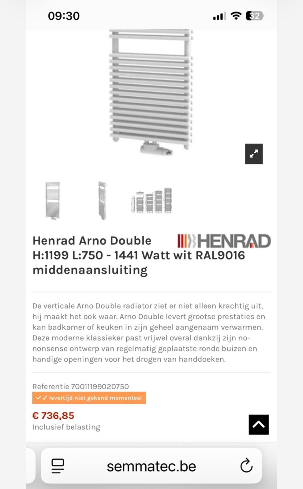 Radiator Henrad dubbel nieuw, nieuwprijs 736 euro, Ophalen, Nieuw