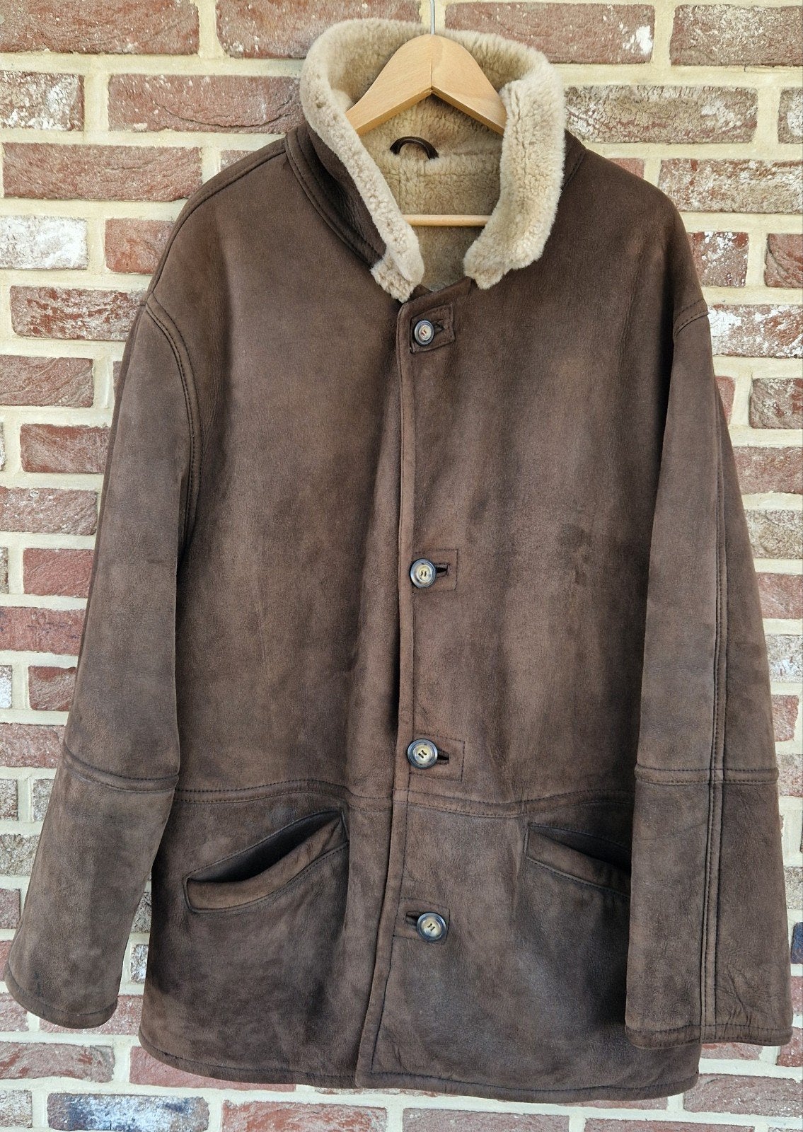 Veste en peau de mouton véritable pour hommes, Vêtements | Hommes, Enlèvement ou Envoi, Brun, Genuine shearling, Taille 52/54 (L)