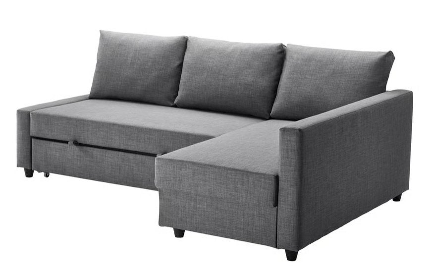 IKEA FRIHETEN slaapbank met opbergruimte - grijs, Huis en Inrichting, Ophalen, Overige materialen, Gebruikt, 125 tot 150 cm