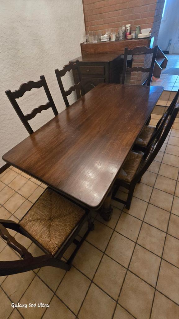 Salle à manger complète en chêne massif - table extensible, Antiquités & Art, Enlèvement