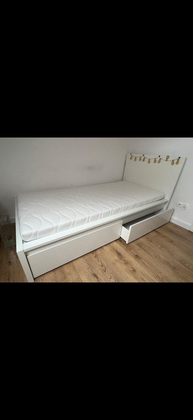 Wit bed 90x200 met matras, Ophalen, Gebruikt, Wit