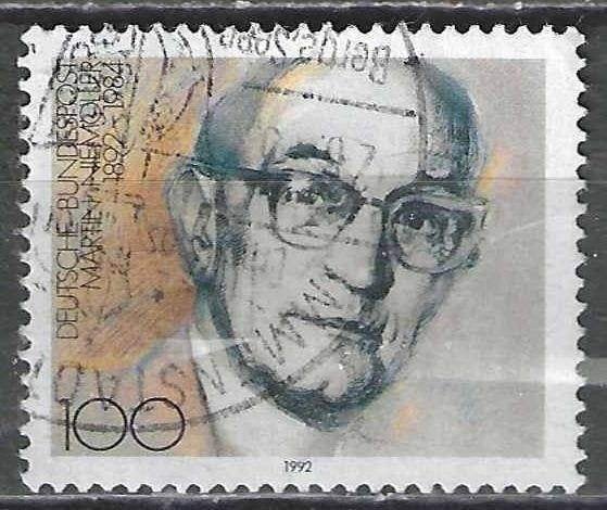 Allemagne Bundespost 1992 - Yvert 1416 - Niemoller (ST), Envoi, Affranchi