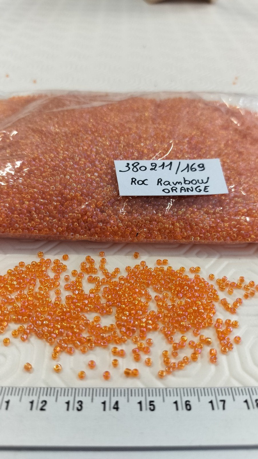 Sachet 500 gr.perles verre rocailles Orange rainbow ~2mm., Ophalen of Verzenden, Nieuw, Kraal