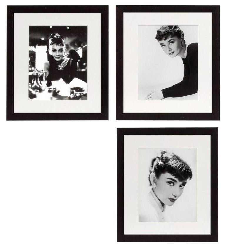 Audrey Hepburn prints SET van 3 van het luxe merk Eichholtz, Enlèvement ou Envoi, Comme neuf, Autres sujets/thèmes, Photo