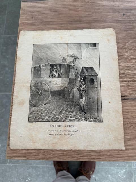 prent tribulation ancien old oud, Ophalen of Verzenden, Gebruikt, Overige onderwerpen, Prent