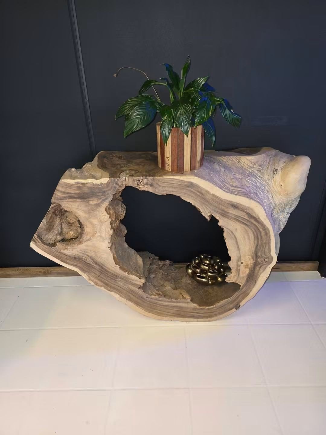 Tropical Wood consoles op maat Massief uit 1 stuk..., Enlèvement, Rond