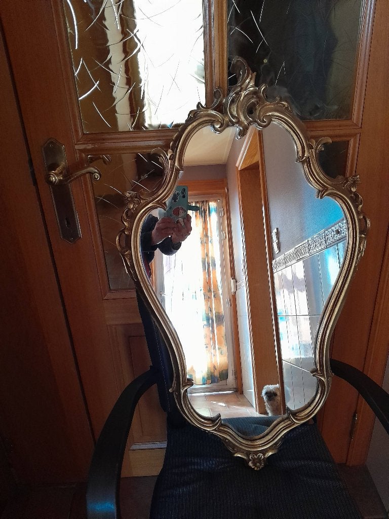 Miroir style baroque, Antiquités & Art, Enlèvement, Ovale, 50 à 100 cm, Moins de 100 cm
