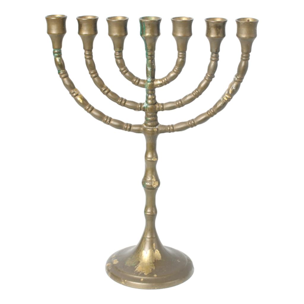 Vintage messing menora – 7-armig – Israël – ca. 1950, Antiquités & Art, Antiquités | Objets religieux, Enlèvement ou Envoi