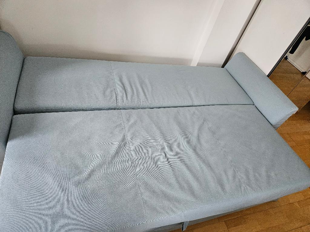 Slaapbank Holmsund 230x100 (lichtblauw), 100 tot 125 cm, Driepersoons, Ophalen of Verzenden, Zo goed als nieuw