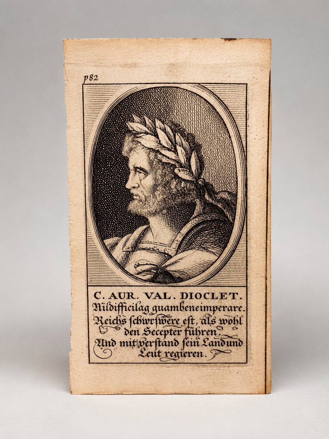 Antieke Kopergravure Keizer Diocletianus – Origineel, Verzamelen, Bidprentjes en Rouwkaarten, Ophalen of Verzenden