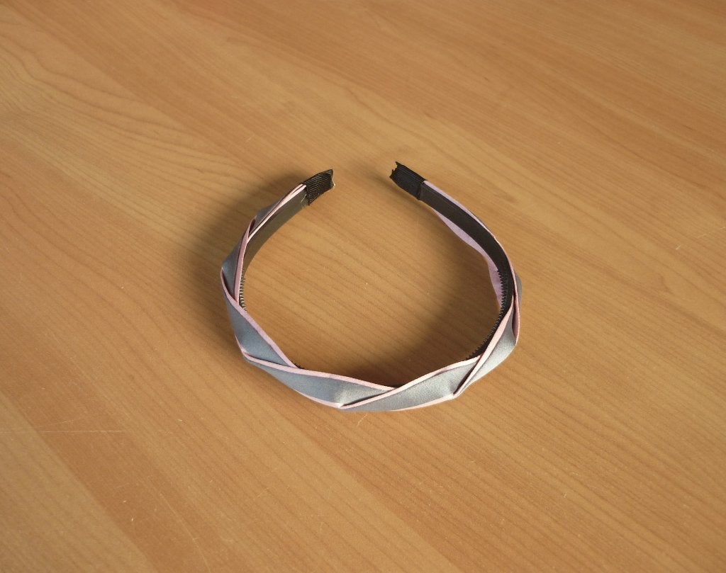 Grijs roze satijnen gedraaide diademe haarband, Ophalen of Verzenden